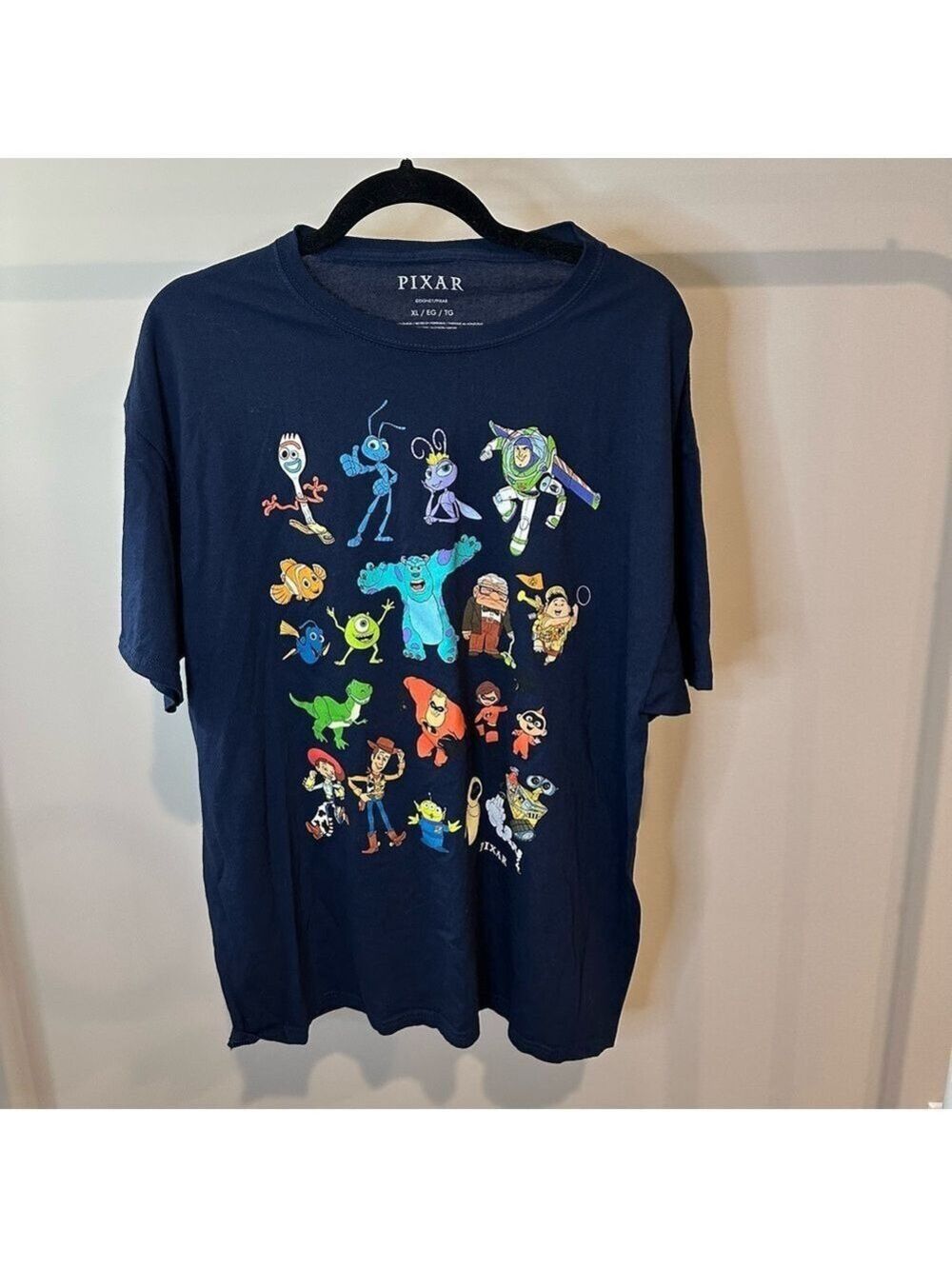 Disney Pixar Graphic T-Shirt Navy Blue Toy Story Monsters Inc Finding Nemo MenXL